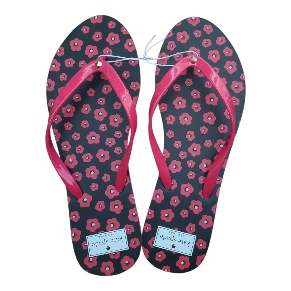 Kate Spade Fuschia Floral Flip Flops -Size 11